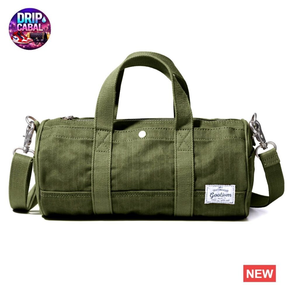 Canvas Crossbody Bag Compact Barrel Style Vegan Travel Organizer Minimalist